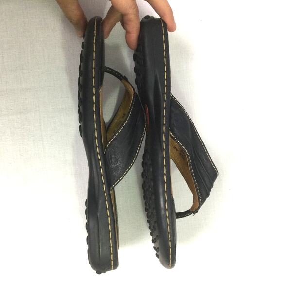 Born Leather Thong Open Toe Comfort Flip Flop Sandal Women's Black Size 9 - Picture 9 of 13